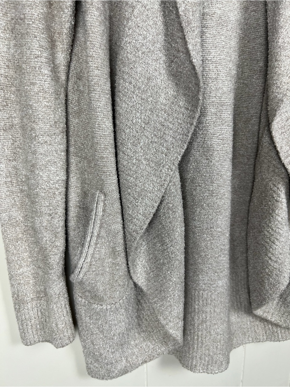 Barefoot Dreams Cozy Open-Front Shawl Collar Cardigan Oatmeal Grey Women’s Size - Picture 2 of 10